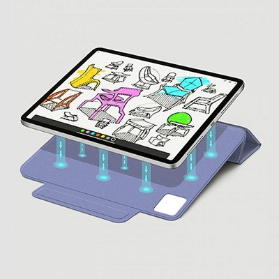 Магнитный чехол-книжка с фиксатором для стилуса Buckles Magnetic Case серо-фиолетовый для Apple iPad Pro 12.9 - фото 3 - id-p205262059