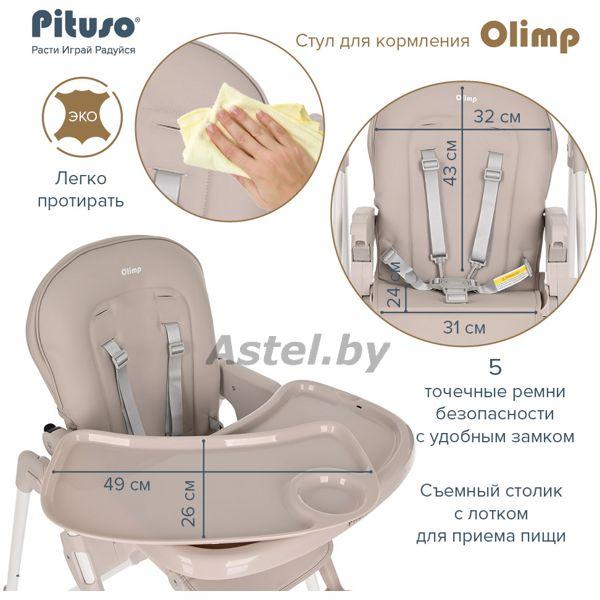 Стульчик для кормления Pituso Olimp Light Grey/Светло-серый, ECO-кожа C1-Light Grey - фото 6 - id-p205262278