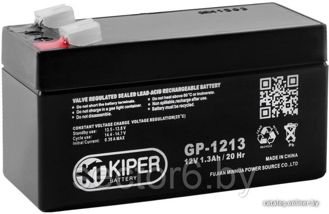 Аккумулятор для ИБП Kiper GP-1213 F1 (12В/1.3 А·ч), фото 2
