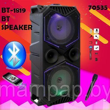 Портативная колонка BT Speaker ZQS-1819 с микрофоном для караоке, 30W, LED подсветка, пульт ДУ - фото 1 - id-p205268650