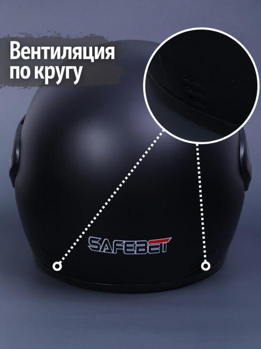 Шлем для мотоцикла мотошлем мото защитный интеграл взрослый мотоциклетный черный матовый - фото 4 - id-p205272526