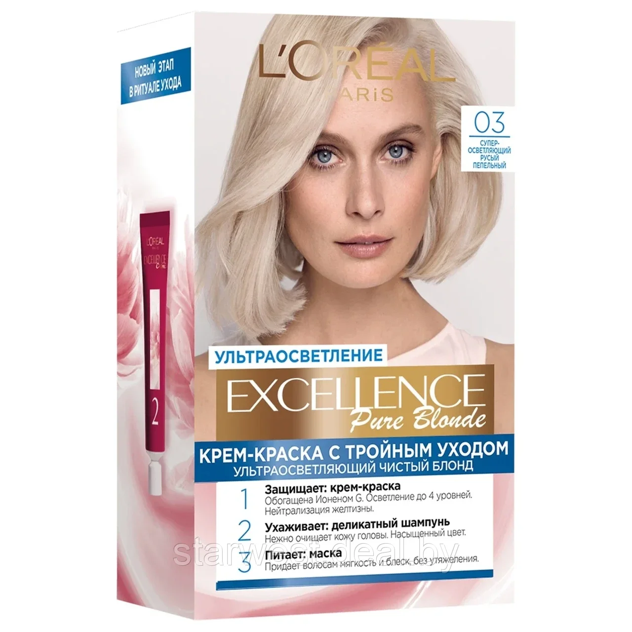 L'Oreal Paris Excellence Creme 03 Супер-Осветляющий Русый Пепельный Крем-краска стойкая для окрашивания волос - фото 1 - id-p205273154