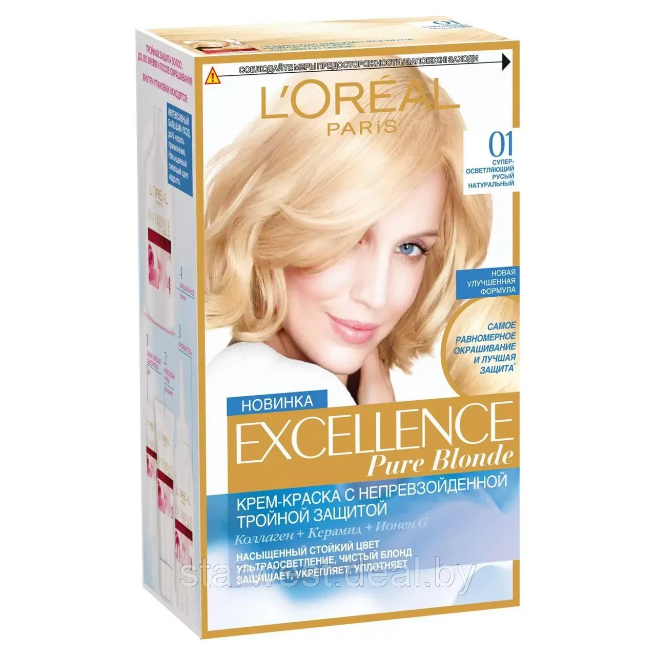 L'Oreal Paris Excellence Creme 01 Супер-Осветляющий Русый Натуральный Крем-краска стойкая для волос - фото 2 - id-p205276539