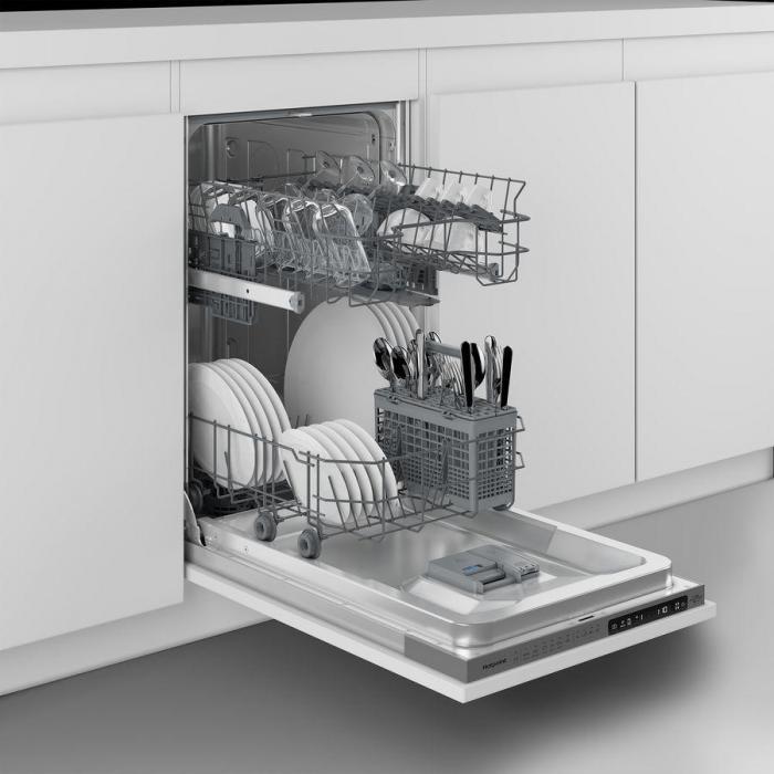 Встраиваемая посудомоечная машина HOTPOINT HIS 1C69, узкая, ширина 44.8см, полновстраиваемая, загрузка 10 - фото 2 - id-p204653635