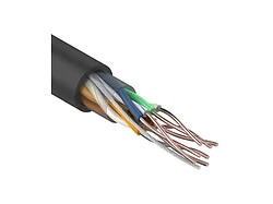 Кабель UTP 4PR 24AWG, CU (медь), CAT5e, 100МГц, PE черный, (OUTDOOR) (бухта 25 м) REXANT