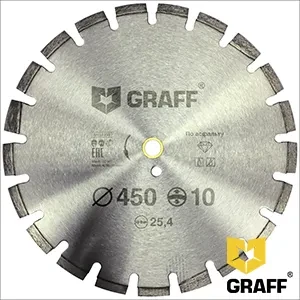 Алмазный диск по асфальту 450x10х3,6х25,4 мм GRAFF - фото 1 - id-p205285290