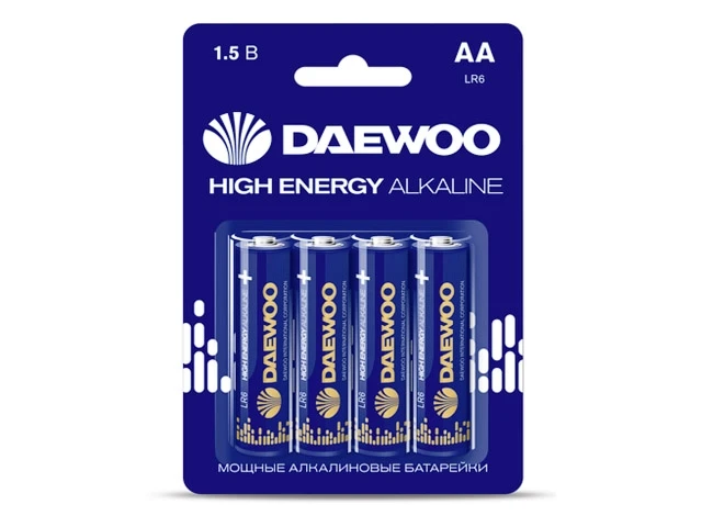 Батарейка AA LR6 1,5V alkaline BL-4шт DAEWOO HIGH ENERGY - фото 1 - id-p197438669