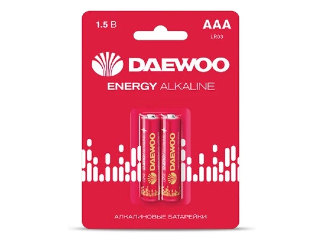Батарейка AAA LR03 1,5V alkaline BL-2шт DAEWOO ENERGY - фото 1 - id-p197438671
