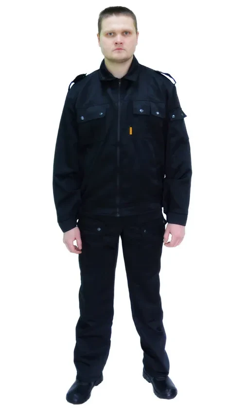 Костюм рабочий "Охрана" (куртка и брюки) черный, кмф - фото 1 - id-p205293103