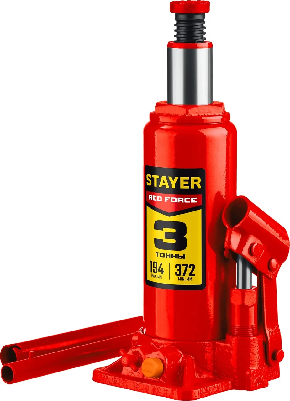 STAYER RED FORCE 3т 194-372мм домкрат бутылочный гидравлический - фото 1 - id-p205288222
