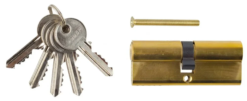 Механизм ЗУБР Мастер цилиндровый, тип ключ-ключ , цвет латунь, 5-PIN, 80мм - фото 1 - id-p205289040