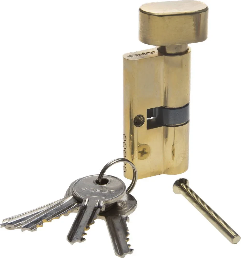 Механизм ЗУБР Мастер цилиндровый, тип ключ-защелка , цвет латунь, 5-PIN, 60мм - фото 1 - id-p205289041