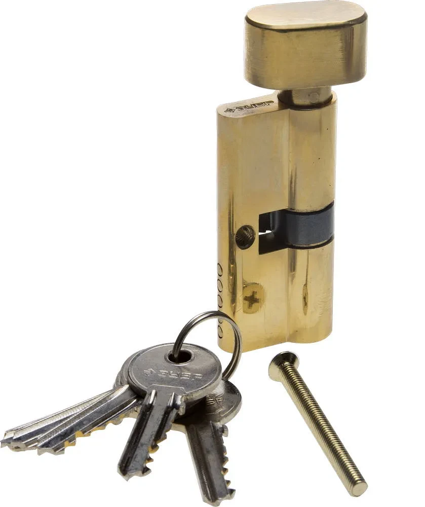 Механизм ЗУБР Мастер цилиндровый, тип ключ-защелка , цвет латунь, 5-PIN, 70мм - фото 1 - id-p205289042