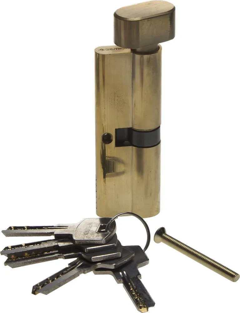 Механизм ЗУБР ЭКСПЕРТ цилиндровый, повышенной защищенности, тип ключ-защелка , цвет латунь, 6-PIN, 90мм - фото 1 - id-p205289045