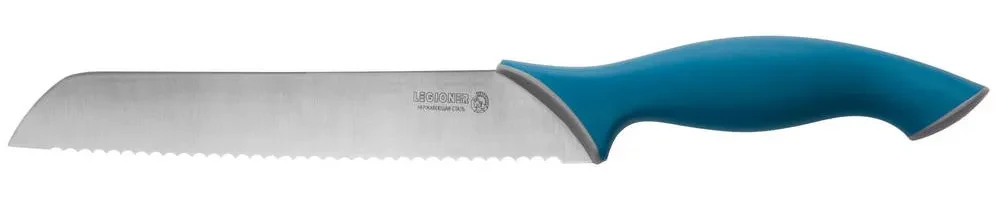Нож LEGIONER ITALICA хлебный, эргономичная рукоятка, лезвие из нержавеющей стали, 200мм - фото 1 - id-p205297489