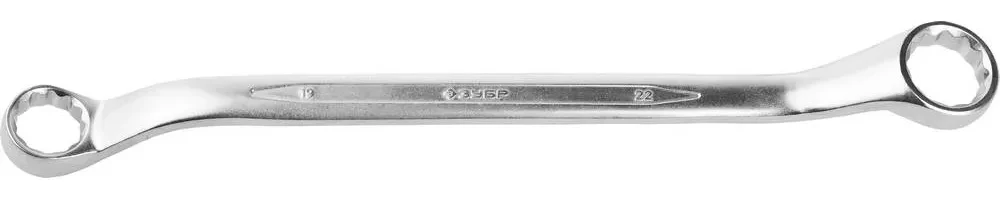 Накидной гаечный ключ изогнутый 19 x 22 мм, ЗУБР - фото 1 - id-p205291973