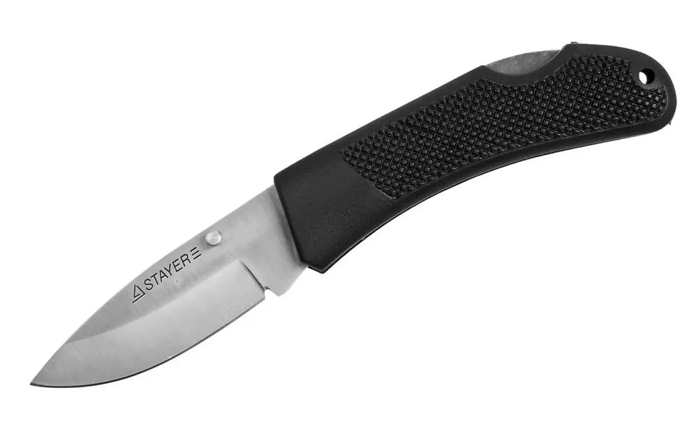 Нож STAYER складной с обрезиненной ручкой, средний - фото 1 - id-p205297496