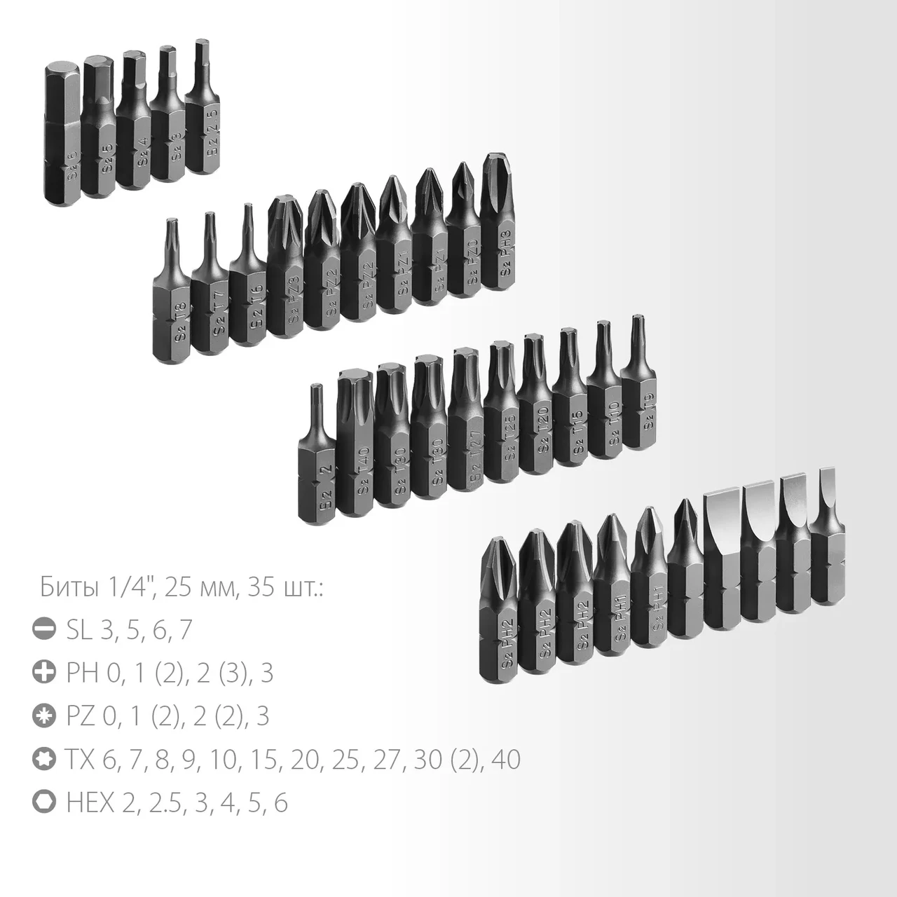ЗУБР Компакт-37 набор: реверсивная отвертка с насадками 37 шт - фото 1 - id-p205299116