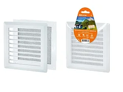 Решетка вентиляционная  разъемная с москитной сеткой, прямые жалюзи, 203х203 TDM