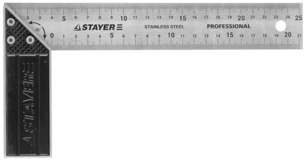 Угольник STAYER PROFI столярный, гравированная шкала, нержавеющее полотно 37мм, 250мм - фото 1 - id-p205290364