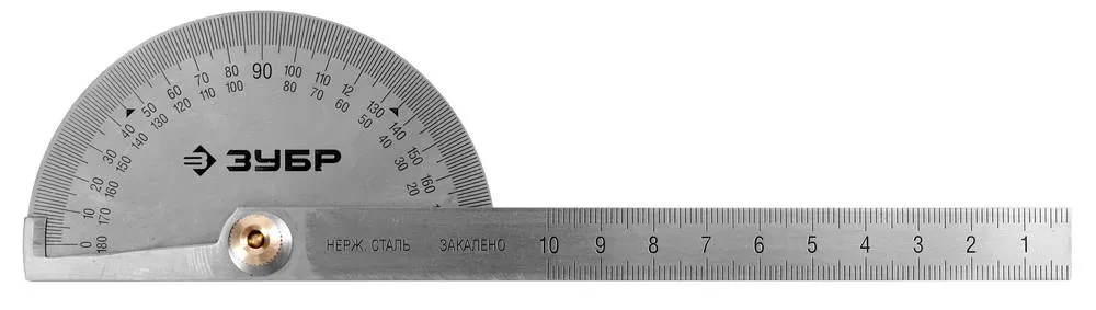 Транспортир ЗУБР из нержавеющей стали, 100 мм.