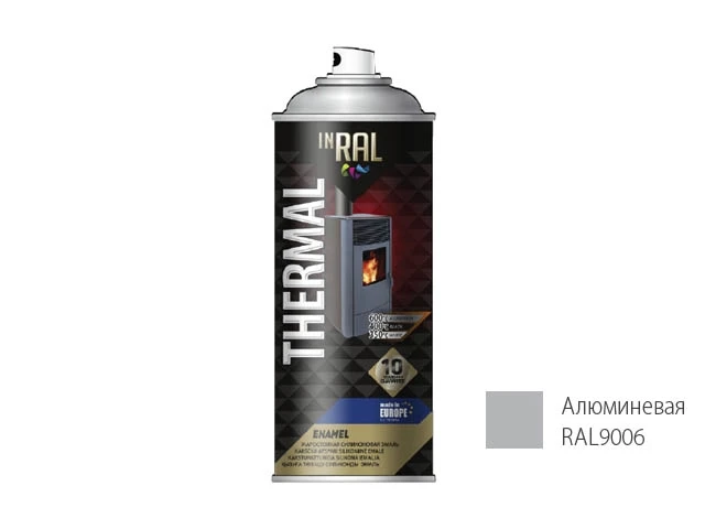 Краска-эмаль аэроз. термостойкая силиконовая алюминиевый INRAL 400мл (9006) (Цвет алюминиевый мат.) - фото 1 - id-p197454887