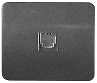 Розетка СВЕТОЗАР ГАММА телефонная, одинарная, без вставки и рамки, цвет темно-серый металлик
