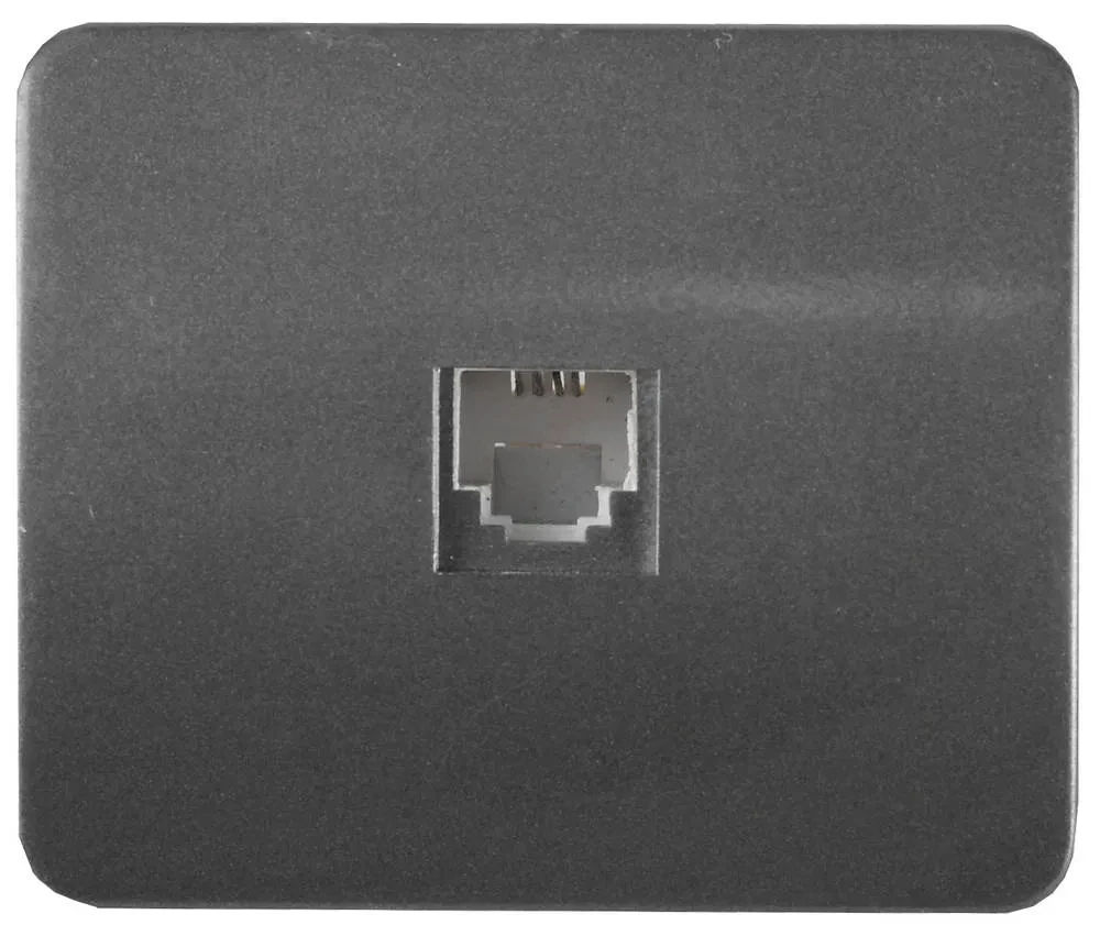 Розетка СВЕТОЗАР ГАММА телефонная, одинарная, без вставки и рамки, цвет темно-серый металлик - фото 1 - id-p205302139