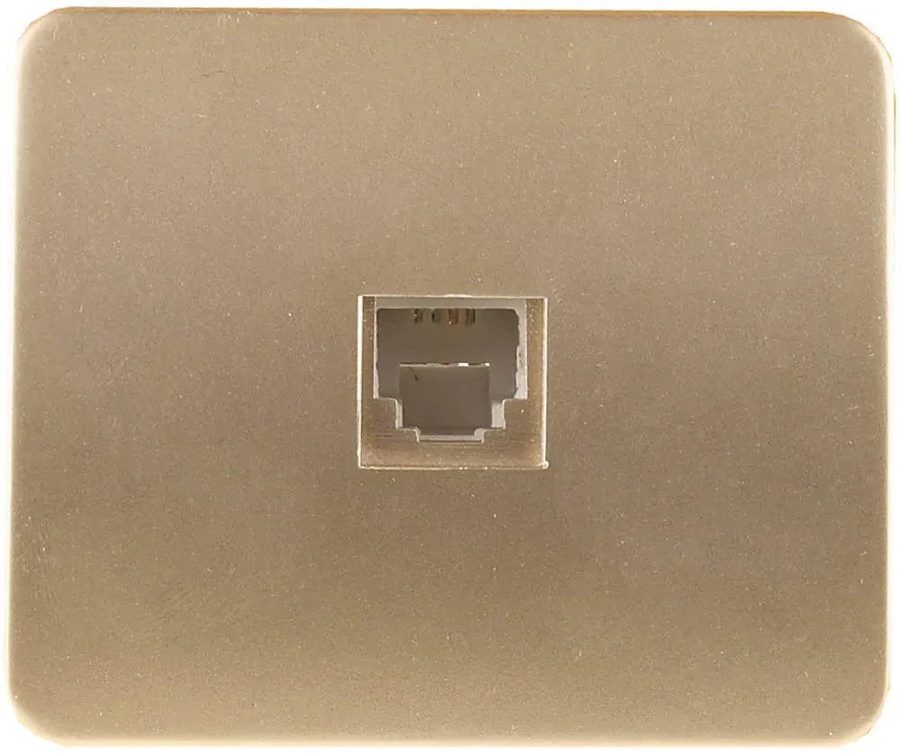 Розетка СВЕТОЗАР ГАММА телефонная, одинарная, без вставки и рамки, цвет золотой металлик - фото 1 - id-p205302140
