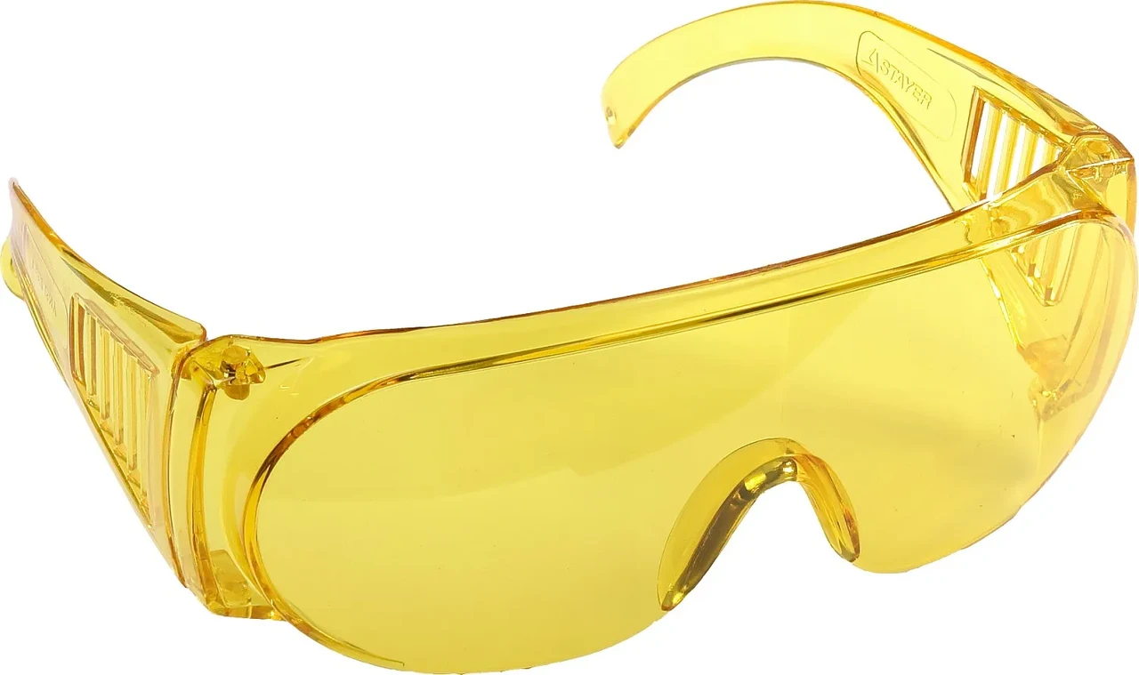 Защитные жёлтые очки STAYER MX-3 монолинза с дополнительной боковой защитой и вентиляцией, открытого типа - фото 1 - id-p205306973