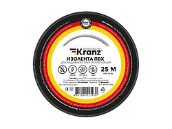 Изолента ПВХ KRANZ 0.13х19 мм, 25 м, черная (5 шт./уп.)