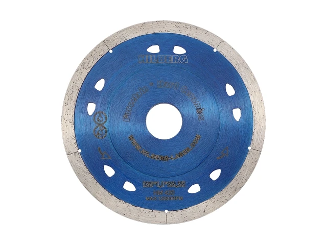 Алмазный круг 125х22 мм по керамике сплошн.ультратонкий HILBERG (1,1 мм) - фото 1 - id-p197438053