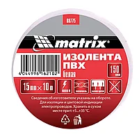 Изолента ПВХ, 15 мм х 10 м, белая, 150 мкм Matrix