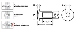 Гайка Эриксона с полукруглой головкой, M6x12мм, 5 кг (730 шт), оцинкованная, шест. 4мм, ЗУБР