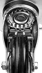 Колесо поворотное c тормозом d=100 мм, г/п 70 кг, резина/металл, игольчатый подшипник, ЗУБР Профессионал