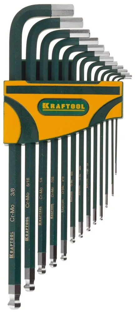 Набор ключей имбусовых KRAFTOOL INDUSTRIE длинные,дюймовые,Cr-Mo сталь(S2),Cr покрытие с противоскол - фото 1 - id-p205291761