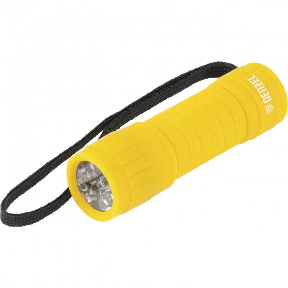 Фонарь светодиодный, желтый корпус с мягким покрытием, 9 Led, 3хААА Denzel - фото 1 - id-p197481656