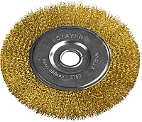 STAYER PROFESSIONAL . Щетка дисковая для УШМ, витая стальная латунированная проволока 0,3мм, 175ммх22мм
