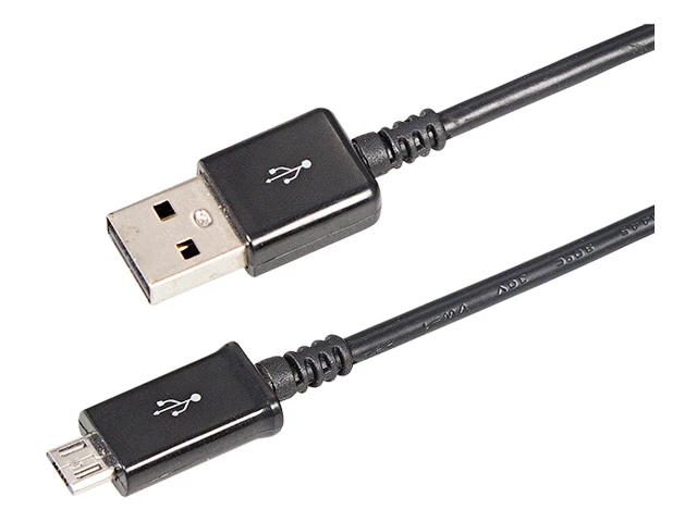 USB кабель microUSB 1 м длинный штекер черный REXANT - фото 1 - id-p197458273