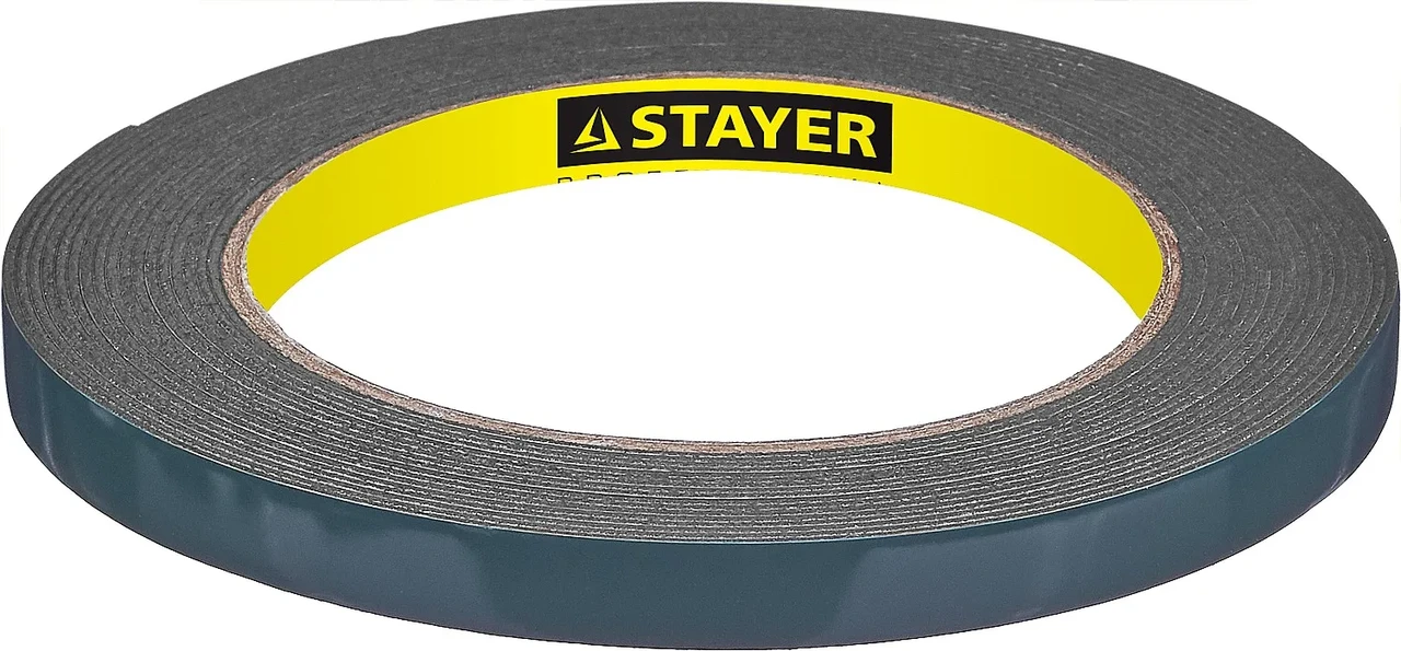 Двухсторонняя клейкая лента на вспененной основе, STAYER Professional 12233-09-05, черная, 9мм х 5м - фото 1 - id-p205290499