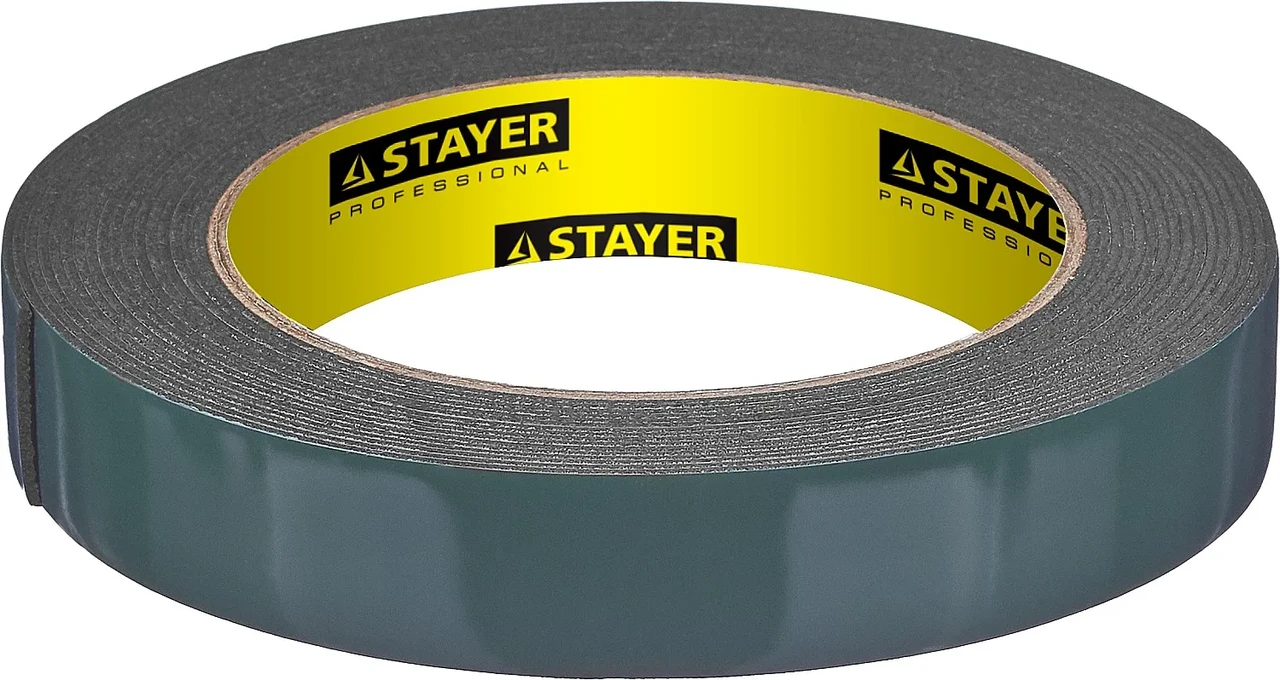 Двухсторонняя клейкая лента на вспененной основе, STAYER Professional 12233-19-05, черная, 19мм х 5м - фото 1 - id-p205290501