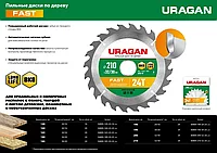 URAGAN Fast 190х20/16мм 24Т, диск пильный по дереву