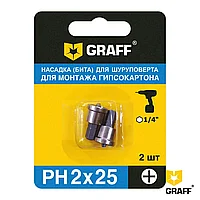 Бита PH 2x25 мм для монтажа гипсокартона (блистер) GRAFF