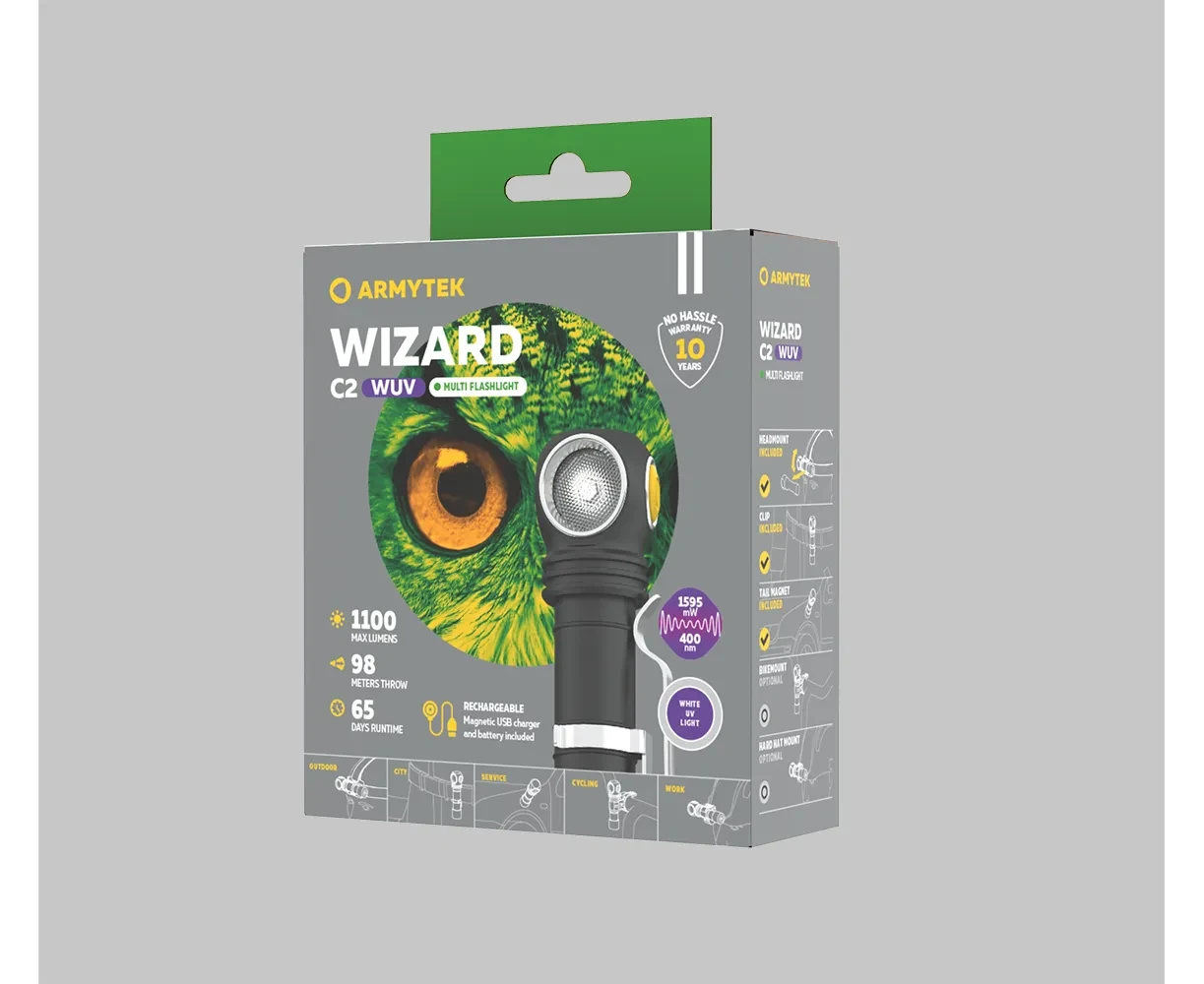 Фонарь Armytek Wizard C2 WUV Magnet USB Белый - фото 1 - id-p205310449