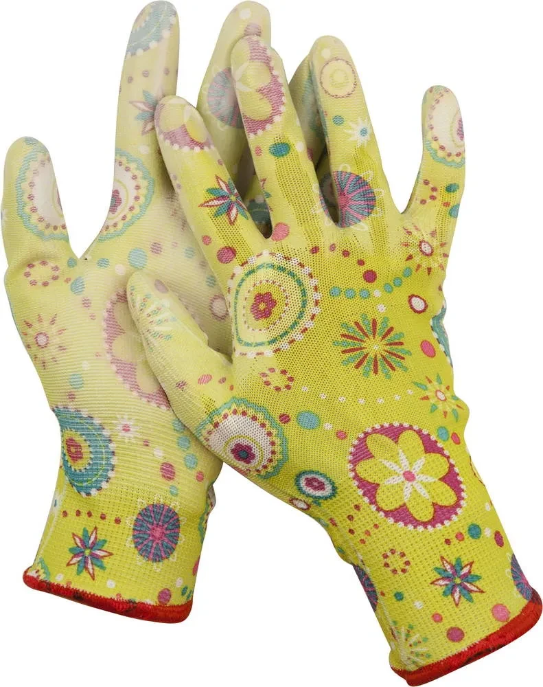 Садовые перчатки GRINDA, прозрачное PU покрытие, 13 класс вязки, зеленые, размер L - фото 1 - id-p205299741