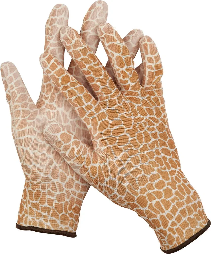 Садовые перчатки GRINDA, прозрачное PU покрытие, 13 класс вязки, коричневые, размер L - фото 1 - id-p205299747