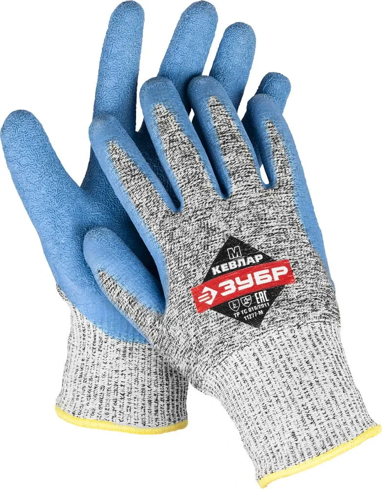 Перчатки ЗУБР для защиты от порезов, с рельефным латексным покрытием, размер L (9) - фото 1 - id-p205299764