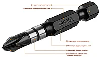 Биты KRAFTOOL Impact Pro, Philips, тип хвостовика E 1/4 , PH2, 50мм, 2шт, на карточке