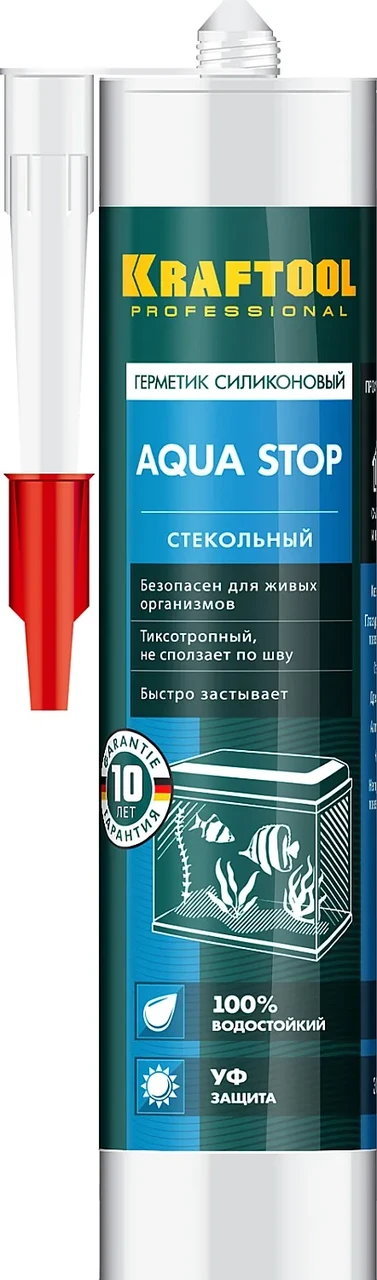 Стекольный силиконовый герметик KRAFTOOL Aqua Stop 300 мл прозрачный - фото 1 - id-p205287437