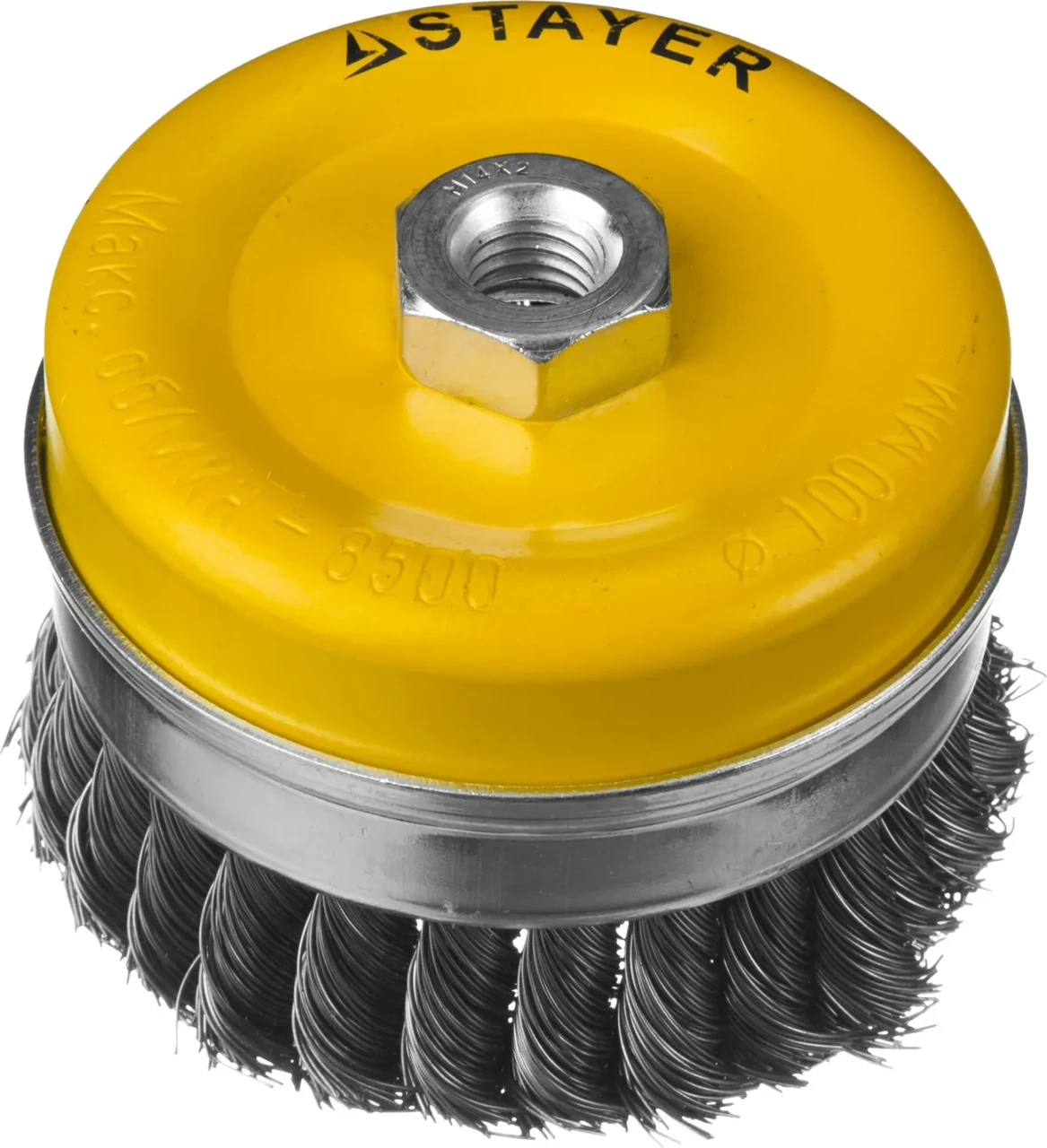 STAYER ″PROFESSIONAL″. Щетка чашечная усиленная для УШМ, жгутированная стальная проволока 0,5мм, 100ммхМ14